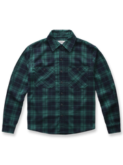 製品画像
「ヴィンテージ加工を施したチェック柄厚手シャツ全体のイメージ。クラシックなアメカジデザインと300gのTR混紡生地が特徴で、5色展開の豊富な選択肢を提供。」

詳細画像
「ツーポケットディテールとヴィンテージ加工チェック柄が施されたTR混紡生地のクローズアップ。滑らかな触感とフランネルのような暖かさを備えた300gの厚手素材。」
