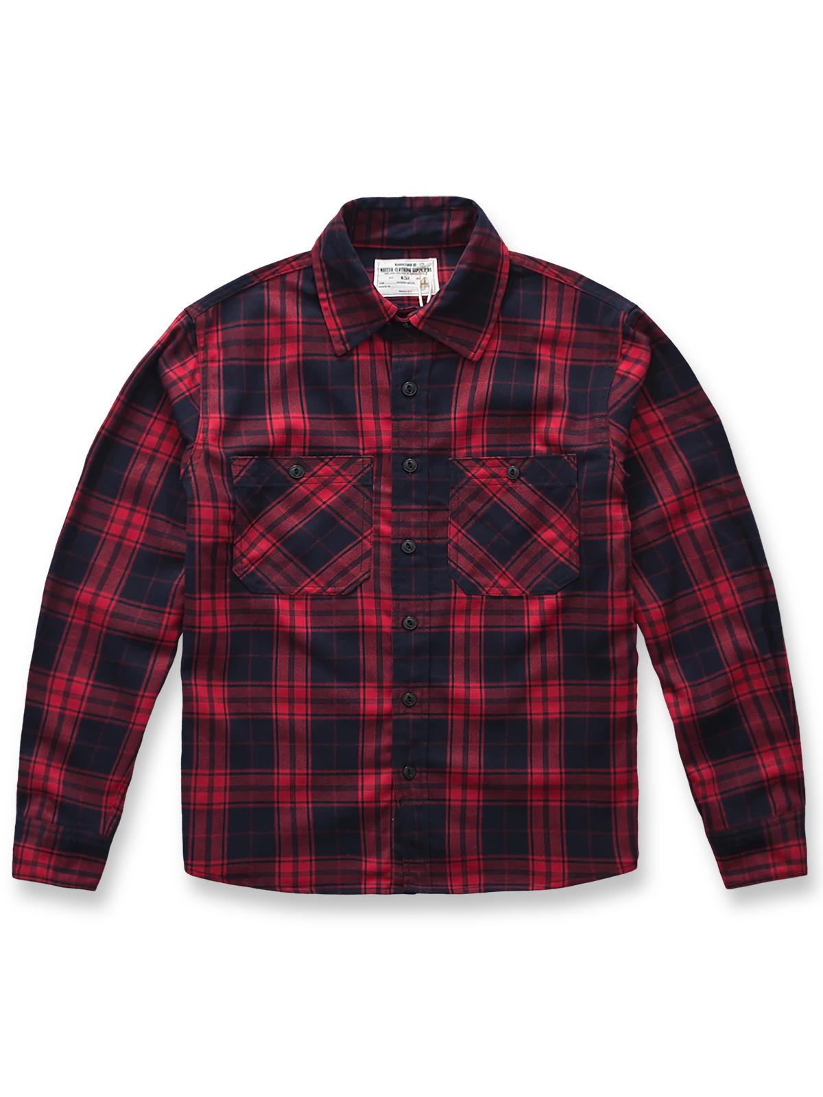 製品画像
「ヴィンテージ加工を施したチェック柄厚手シャツ全体のイメージ。クラシックなアメカジデザインと300gのTR混紡生地が特徴で、5色展開の豊富な選択肢を提供。」

詳細画像
「ツーポケットディテールとヴィンテージ加工チェック柄が施されたTR混紡生地のクローズアップ。滑らかな触感とフランネルのような暖かさを備えた300gの厚手素材。」
