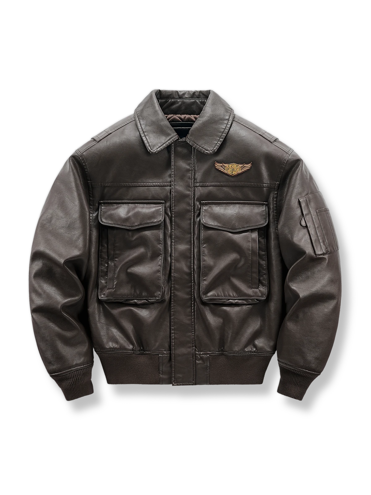 襟付き レザーフライトジャケット