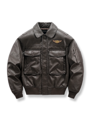 襟付き レザーフライトジャケット-PESSOA CLUB