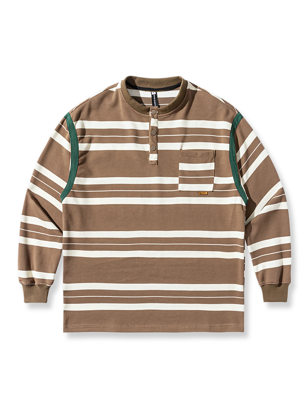 カラーブロックボーダー柄  ハーフボタン スウェット