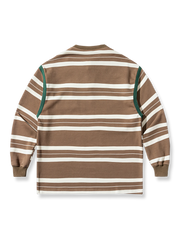 カラーブロックボーダー柄  ハーフボタン スウェット