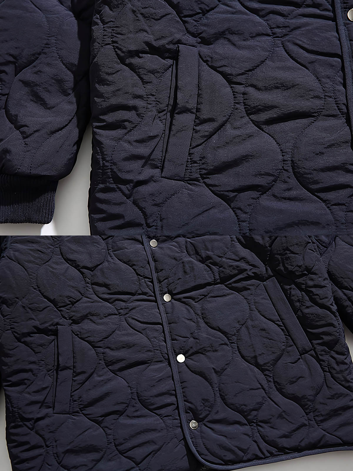 製品画像
リバーシブルウール混中綿ジャケット、化学繊維素材の現代的な表地とナイロン素材の民族的な裏地、ゆったりシルエットで快適な着心地、付属のマフラーが暖かさとデザイン性を提供

詳細画像
リバーシブルデザインのクローズアップ、表地はシンプルで現代的、裏地は民族的な雰囲気を引き立てるナイロン素材、ゆったりシルエットで秋冬シーズンに最適なデザイン
