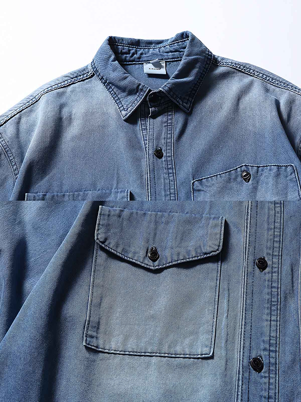 フラップポケットとヴィンテージ加工のディテール