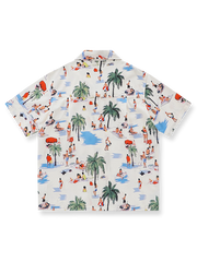 ヤシの木ビーチプリントハワイアンシャツ全体展示