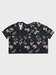 ヤシの木プリントビーチ半袖シャツ全体展示