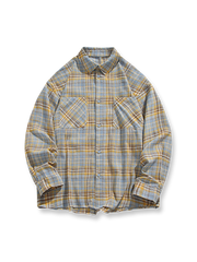 ヴィンテージチェック柄長袖シャツ全体図