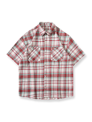 チェック柄ショートスリーブオープンカラーシャツの正面画像