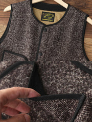 ノーカラー ツイード ベスト