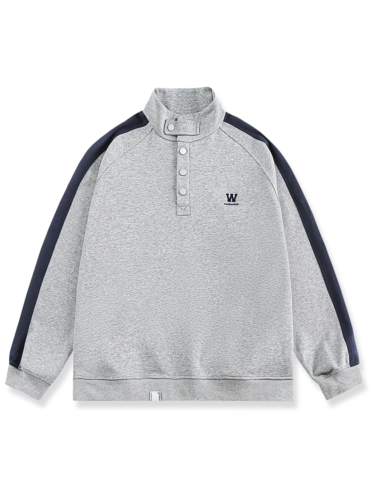 刺繍入り ハーフボタン スウェット