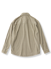 カーキ色 コーデュロイストライプ 長袖シャツ