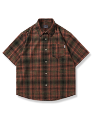 先染め ポケット チェック柄 半袖シャツ