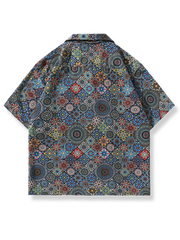 万華鏡柄 半袖アロハシャツ