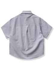 シアサッカー ストライプ半袖シャツ