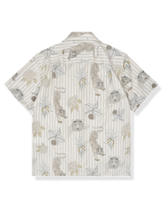 トラ柄と植物 キューバカラー半袖シャツ