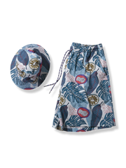 熱帯植物柄 アロハショートパンツ + 同じ柄の帽子