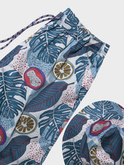 熱帯植物柄 アロハショートパンツ + 同じ柄の帽子