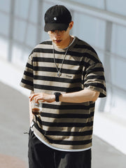 三色 ストライプ 半袖Tシャツ