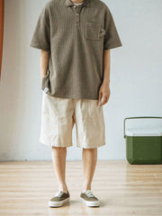 刺繍入り ワッフル ポロシャツ