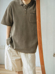 刺繍入り ワッフル ポロシャツ