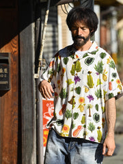 手描き  トロピカルプランツ  アロハシャツ