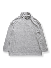 刺繍付き ハイネック 長袖Tシャツ