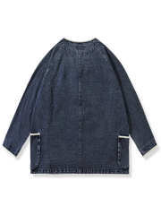 ウォッシュ加工 ノーカラー デニムジャケット