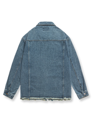 折り襟 ウォッシュ加工 デニムジャケット
