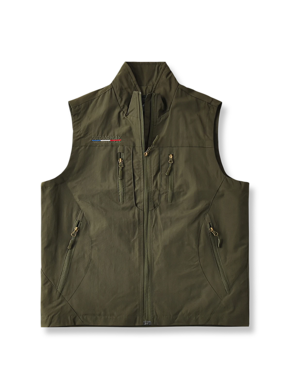 6色 刺繍入り スタンドカラー ベスト