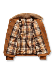 ウール襟 パッチワーク スエード レザージャケット