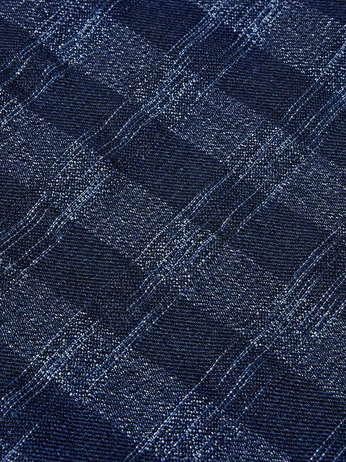 製品画像: "ヴィンテージウォッシュチェックデニムシャツの正面ビュー、レトロなブルーチェックデザイン"
詳細画像: "ウォッシュブルーチェックのディテール特写、柔らかい質感のデニム"