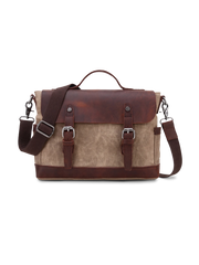 キャンバスレザー混合メッセンジャーバッグ