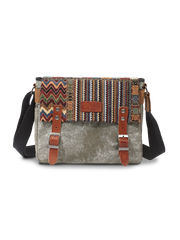 民族風柄&キャンバス パッチワークショルダーバッグ