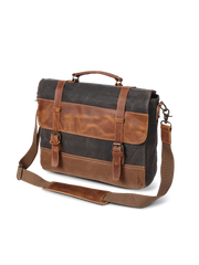 防水オイルワックスキャンバス×レザー ビジネスブリーフケース