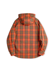 オレンジチェック フーディーシャツ