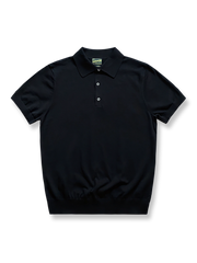 クラシック英式レトロ真っ黒な襟付きポロシャツの高織り長繊維綿全景を展示し、そのフォーマル感を強調。