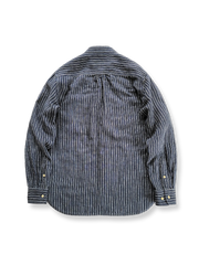 スタンドカラーリネン混紡レトロシャツ