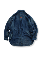 植物藍染め刺し子シャツジャケット