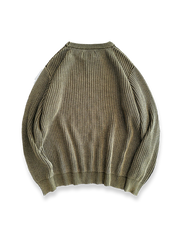 抜染粗編み長袖ニットセーター