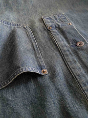ハーフボタン デニムワークシャツ