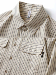 ストライプピュアカラーフラップポケットシャツ