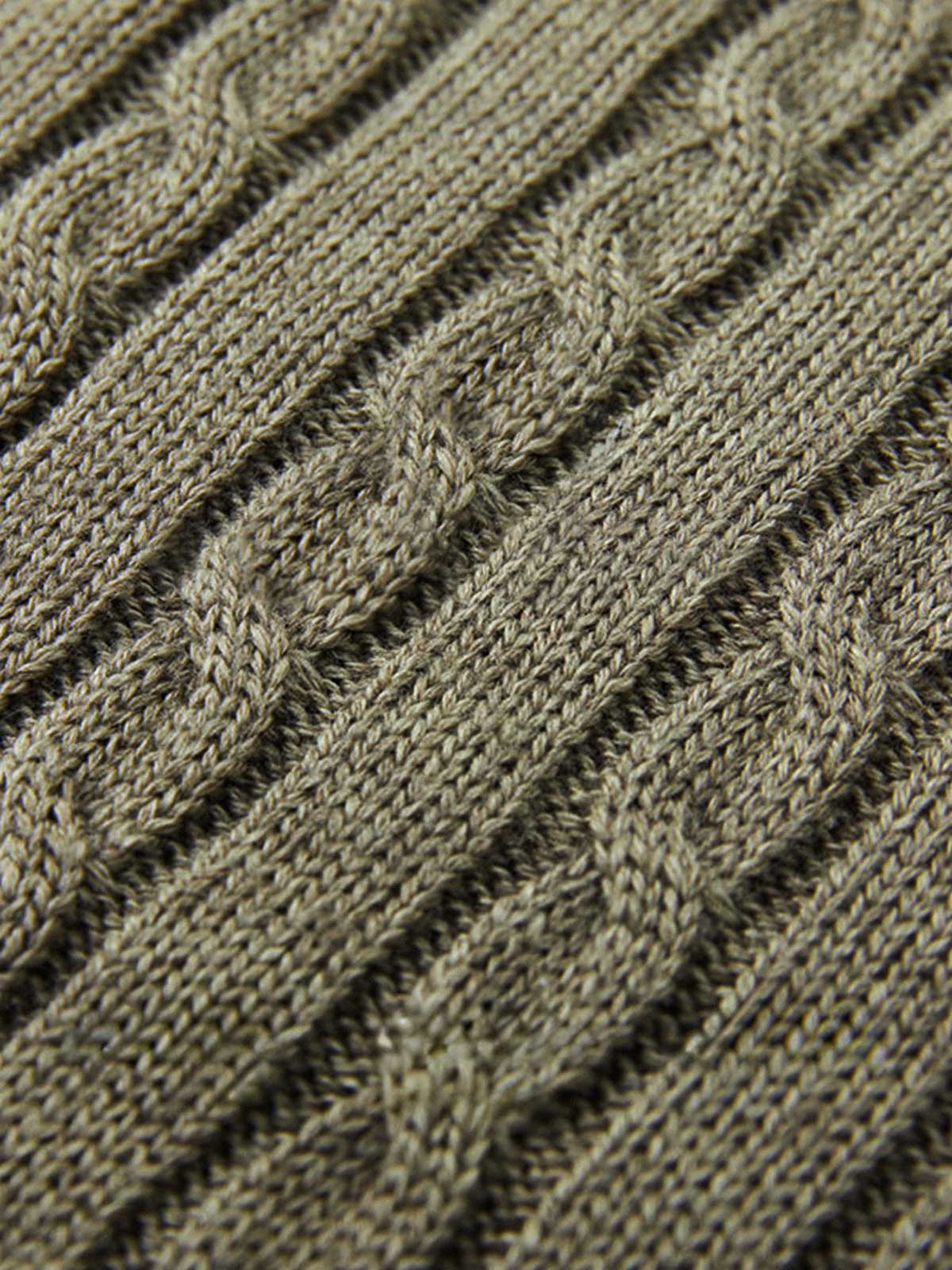 製品画像
"ウールケーブル編みジップカーディガン（厚手）、ウール混紡素材で編まれたケーブル編みデザイン、優れた保温性と耐久性を持ち、シワや色あせが少なく、冬季に最適な厚手のジップカーディガン"

詳細画像
"ウール混紡素材とケーブル編みデザインを組み合わせたジップカーディガン、7ゲージのコンピュータ制御編み機で編み上げられた織り方、細部にこだわり、毛玉ができにくい耐久性の高い仕上げ"
