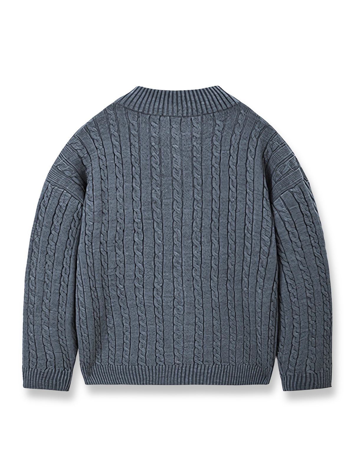 製品画像
"ウールケーブル編みジップカーディガン（厚手）、ウール混紡素材で編まれたケーブル編みデザイン、優れた保温性と耐久性を持ち、シワや色あせが少なく、冬季に最適な厚手のジップカーディガン"

詳細画像
"ウール混紡素材とケーブル編みデザインを組み合わせたジップカーディガン、7ゲージのコンピュータ制御編み機で編み上げられた織り方、細部にこだわり、毛玉ができにくい耐久性の高い仕上げ"
