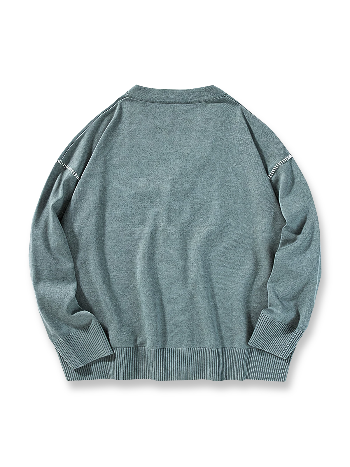 製品画像
「Vネック ニットカーディガンの全体像。ブラック、グレー、ベージュの3色展開で、高品質アクリルコットン混紡素材を使用したルーズフィットデザイン」

詳細画像
「Vネック ニットカーディガンのボタンディテールと9ゲージの精密編みの質感をクローズアップ」