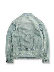 ヴィンテージデニムジャケットのウォッシュとボタンの詳細