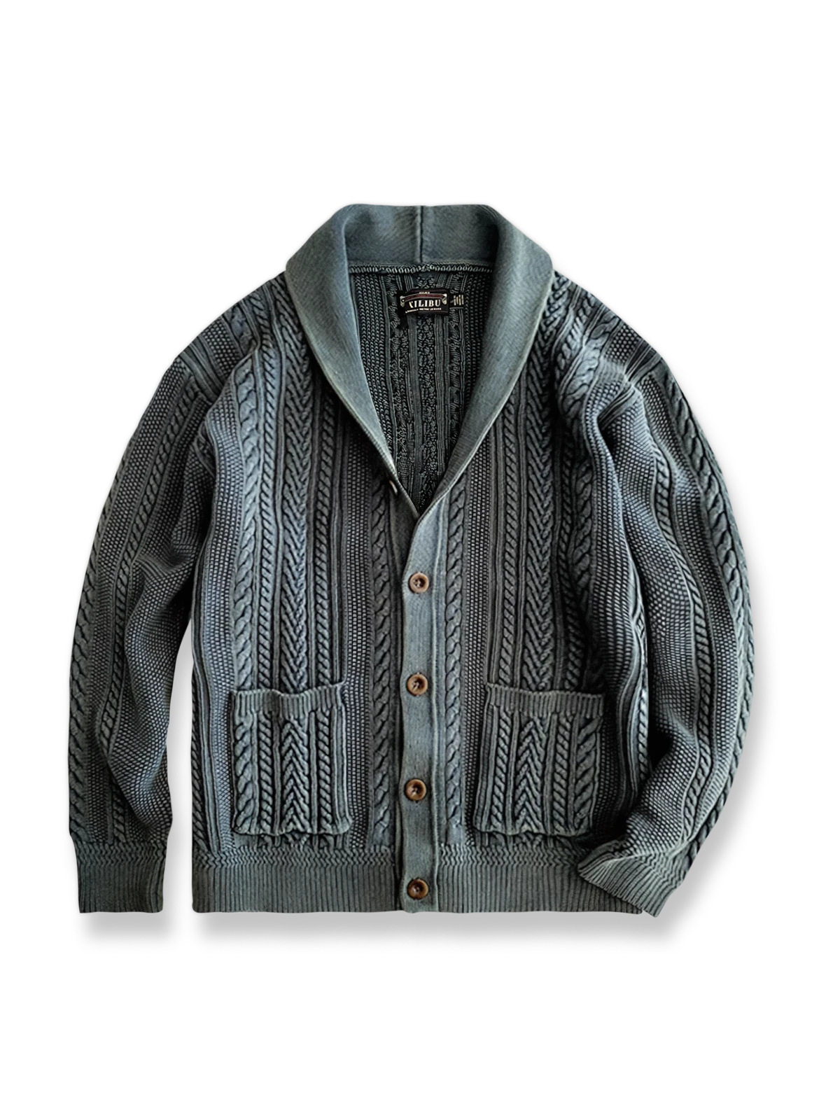 ストーングレーバティック染ニットカーディガン