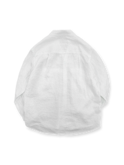 オールリネン長袖Vネックシャツの正面展示