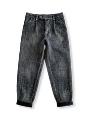 刺し子織り 抜染 ロングパンツ