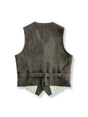 ダークグリーンヘリンボーンツイードベスト