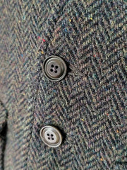 ダークグリーンヘリンボーンツイードベスト